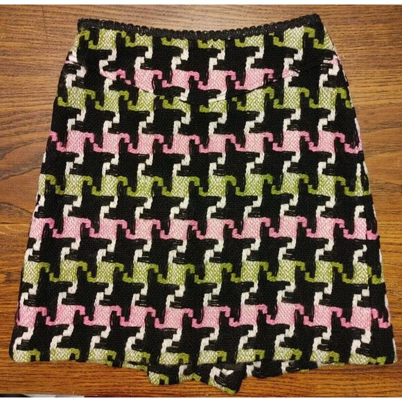 BOHO VTG MILLY of New York Embroidery Mod 70s Skirt Green Pink Black Mini Sz 2 - Picture 1 of 9